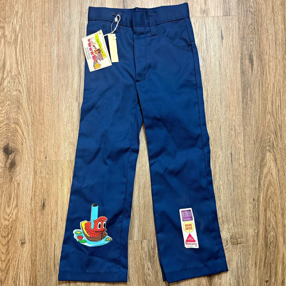 VTG 70s Play Wear by Pilgrim Little Golden Books Scuffy the Tugboat Pants NWT 6X